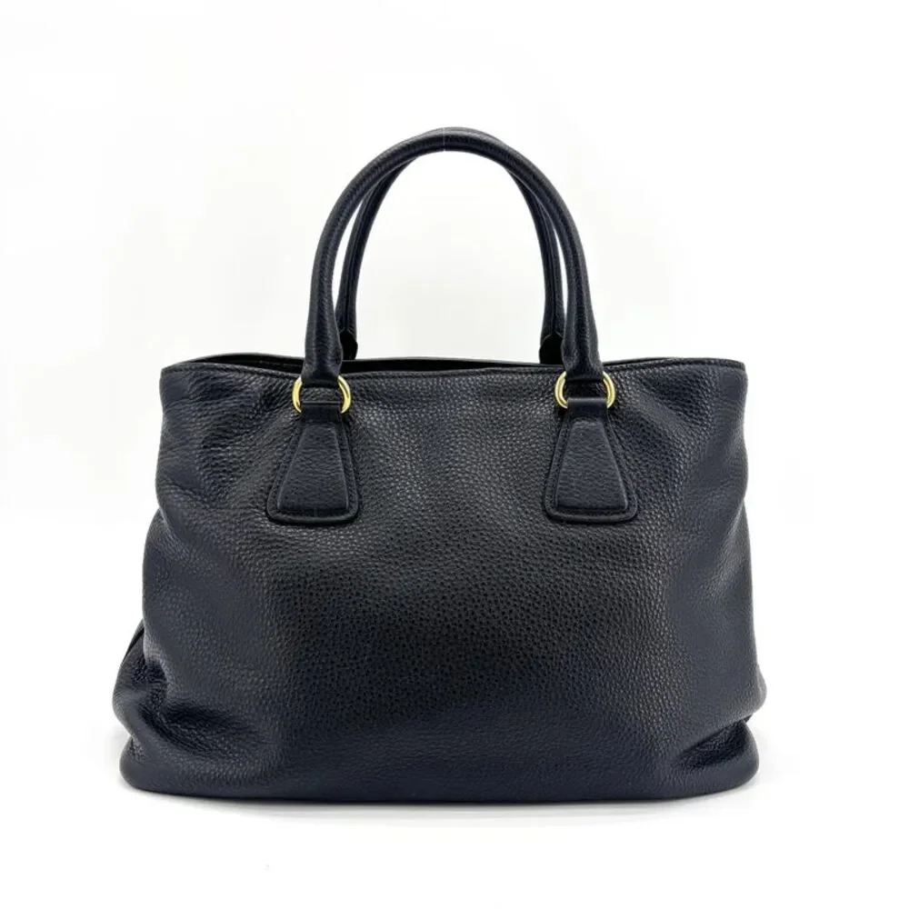 Prada Vitello Phoenix Tote Bag Black with Gold Hardware
